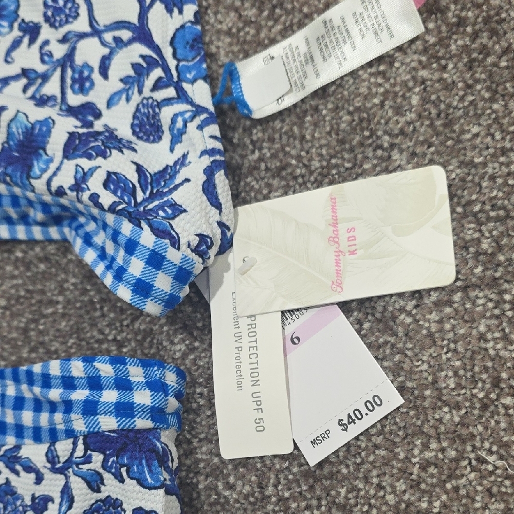 Tommy Bahama Reversable Blue and White Two Piece Set with Floral Print - Picture 3 of 5